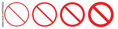 vector red circle prohibition sign.