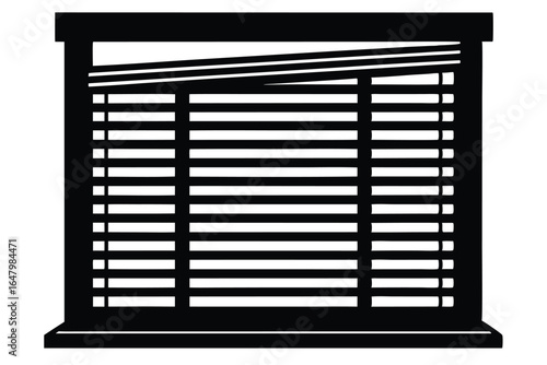 Window Blinds Silhouette, Interior Design Element, Horizontal Slats for Light Control, Privacy Shade