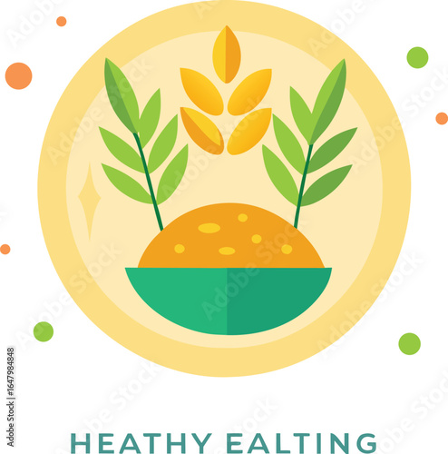 Healthy eating concept with wheat and grains, a symbol of nutrition and wellness