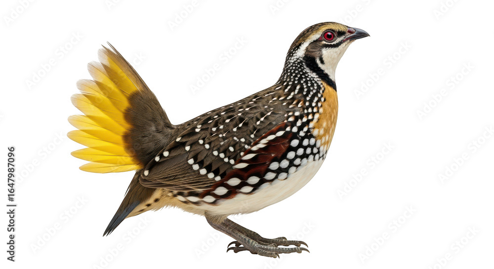 Fototapeta premium Male painted buttonquail bird isolated on transparent background