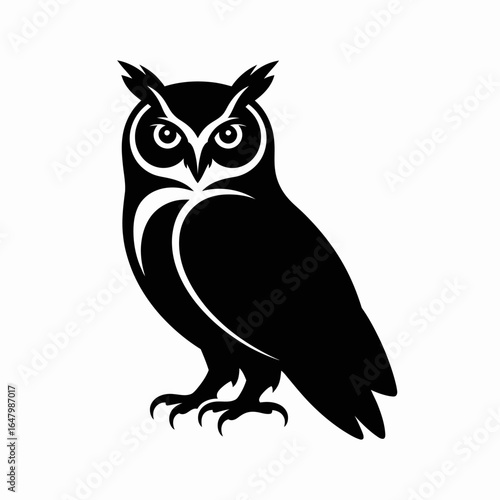 Owl Illustration in Black and White Design