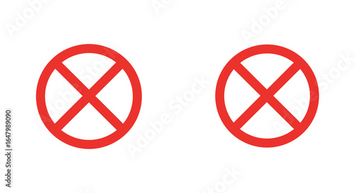 Two Red Oval Symbols with Crosses Indicating Prohibition or Restriction