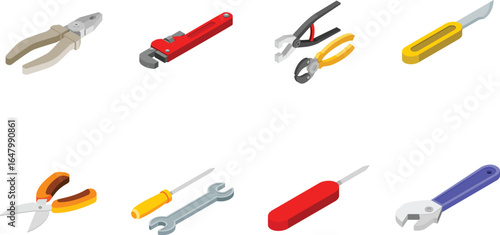 Collection of hand tools for repair and construction