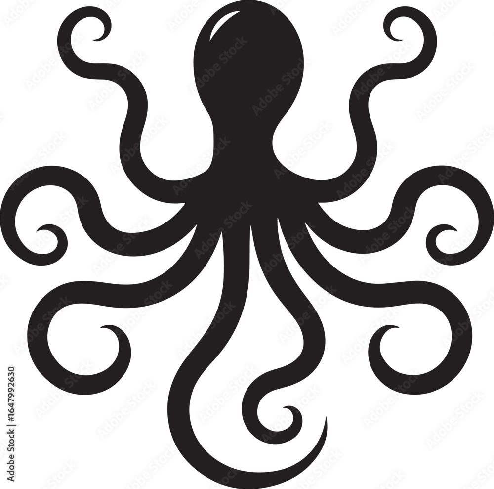 Obraz premium Octopus silhouette vector design, and a silhouette octopus isolated on a white background
