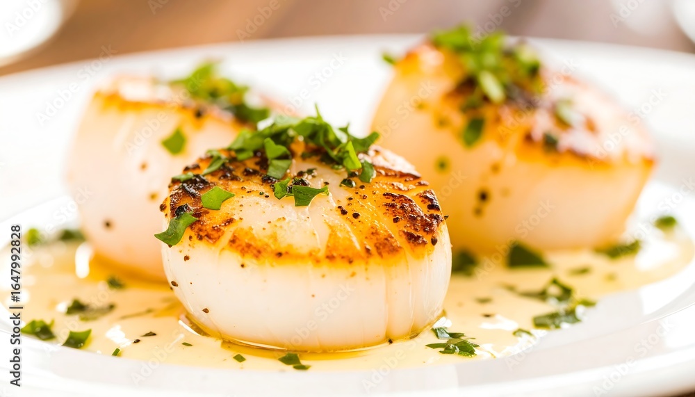 Close-up of seared scallops (1) Close-up of seared scallops (1)