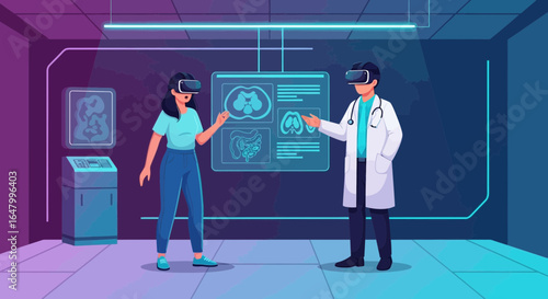 Virtual reality in medicine: Doctors collaborating on patient diagnostics review