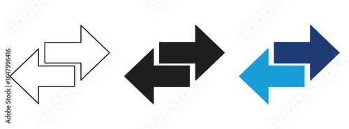 Double arrow icons in four direction set , vector illustration .