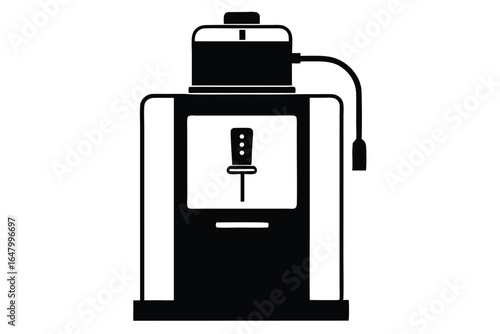 Black Silhouette Illustration Automated Brewer with Cord, Display and Single Button Element