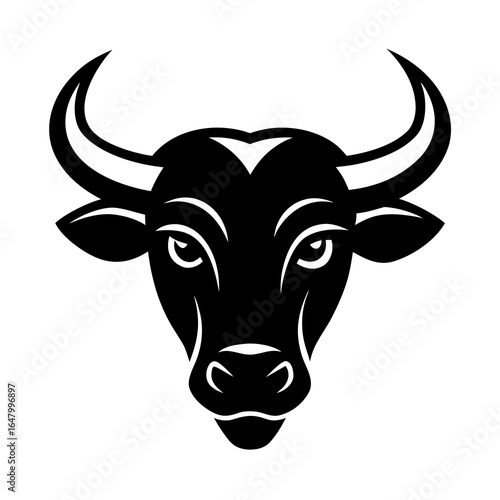 Black bull's head, strong and powerful.
