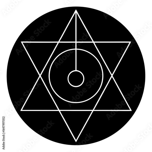 Geometric symbol, intricate design, black and white, spiritual, cosmic.
