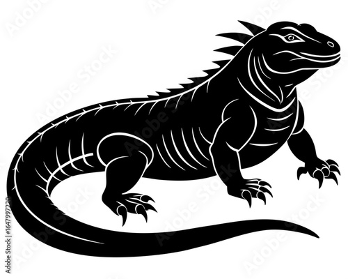 Silhouette of a large iguana, powerful and regal.
