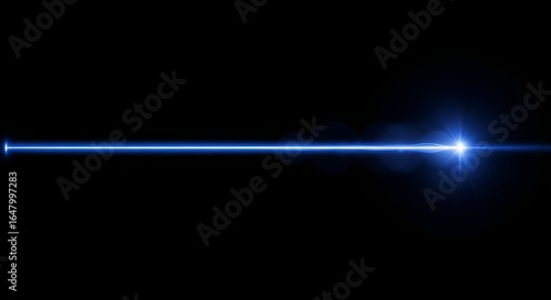 A blue laser beam effect with a bright light ray against a black abstract background