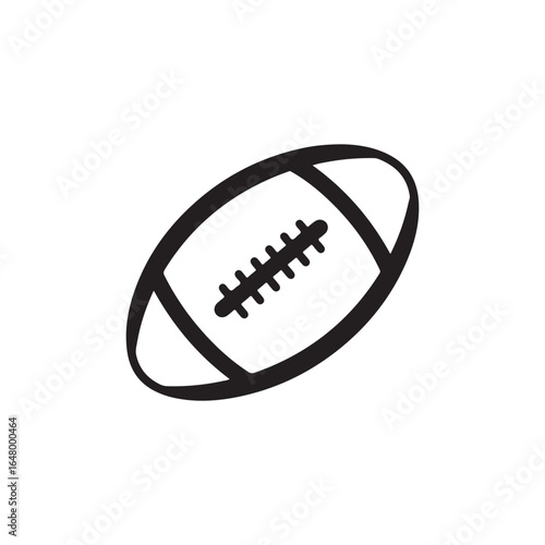 White rugby ball with stripes line art vector icon for sports apps and websites

