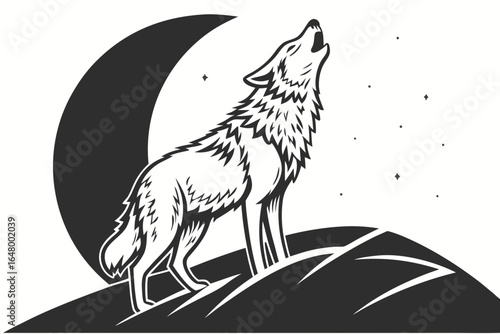 Wolf howls at the moonlit hill.
