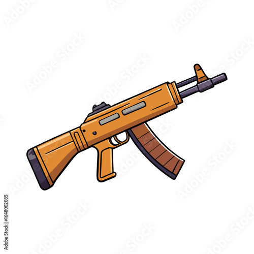 Orange assault rifle, weapon of conflict.
