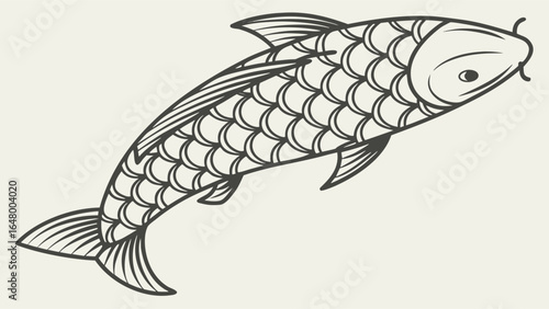 Ornate koi fish, leaping gracefully.
