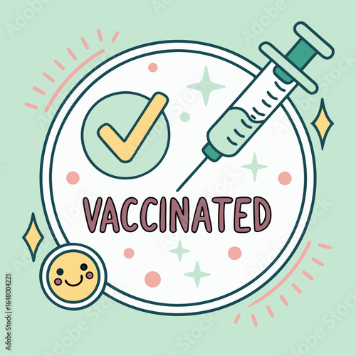 Vaccinaed, check mark, syringe, health, protection.
