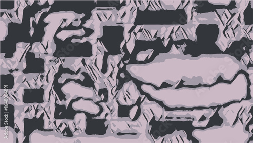 An abstract and chaotic pattern featuring a mix of distorted, jagged shapes and smooth blobs. The grey and muted purple color palette creates an edgy and modern aesthetic, perfect for creative project