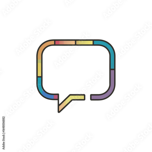 Wallpaper Mural Minimalist vector speech bubble icon with a colorful segmented outline, symbolizing communication, conversation, and messaging, perfect for social media, chat apps, and marketing materials. Torontodigital.ca