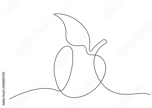 Vector stylized plum tree with leaf in black line art