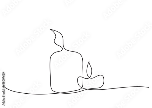 A simple vector illustration of two graphic candles drawn in a single line