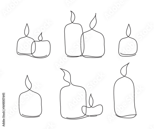 Clip art of simplified candles in single-line vector line art