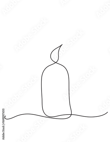 Isolated candle vector graphic in a single-line doodle style