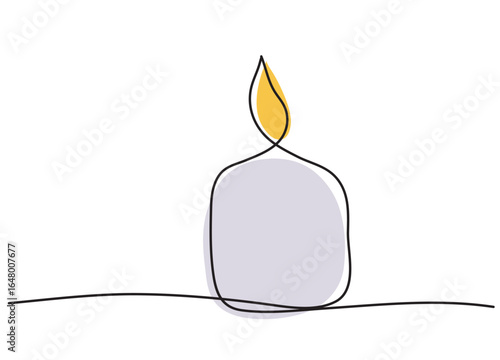 Colored vector illustration of a candle doodle using a minimalist single-line technique