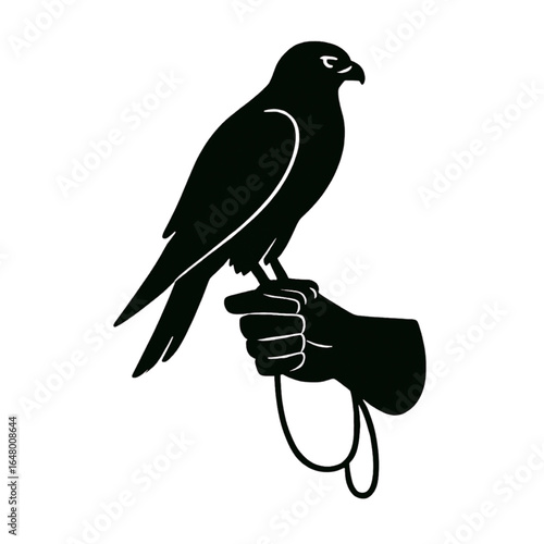 Falcon perched on glove silhouette