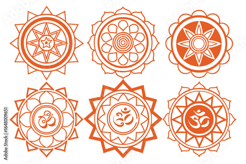 Vibrant Om Symbols and Sacred Geometry Mandalas for Spiritual Well-being and Meditation Practices