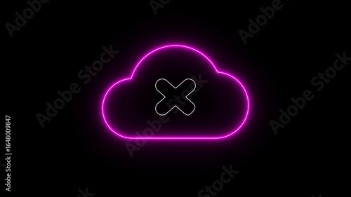 Wallpaper Mural Glowing neon cloud error icon isolated, black background. Glowing Cloud with WiFi Symbol and Cross Mark, server error Torontodigital.ca