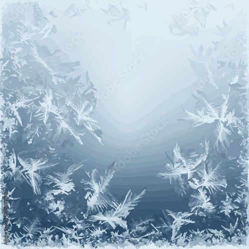 Vector illustration of frost on window glass on white background, winter theme