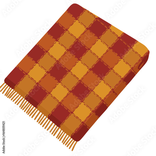 Vector illustration of plaid blanket on white background, cozy home decor