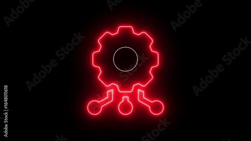 Wallpaper Mural USB icon with neon line gear setting  cog wheel isolated on black background. Neon Glowing blue Simple USB icon. 4k Torontodigital.ca