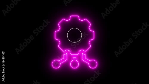 Wallpaper Mural USB icon with neon line gear setting  cog wheel isolated on black background. Neon Glowing blue Simple USB icon. 4k Torontodigital.ca