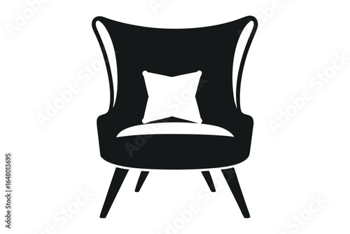Minimalist Black Armchair with Pillow Simple Design for Home Decor and Furniture