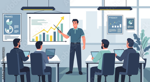 Engaging Business Presentation with a Male Speaker Delivering Insights