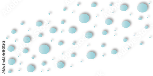 White Surface Scattered light colorful spheres with soft shadows on a white background in a random pattern design.