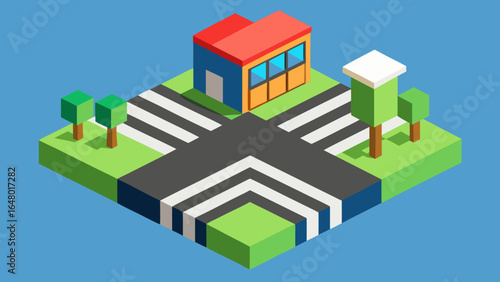 Isometric illustration of an urban house building in a residential city street