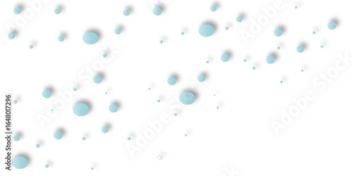 White Surface Scattered light colorful spheres with soft shadows on a white background in a random pattern design.