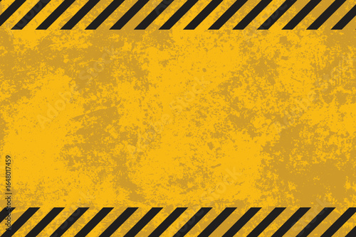 A yellow background texture with black diagonal stripes in the top and bottom. The surface has a grainy, weathered look, reminiscent of caution or warning signs.