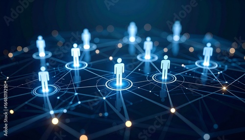 Wallpaper Mural A small organizational chart style with people icons spaced at a moderate distance and connected by lines on a dark ton background. Torontodigital.ca