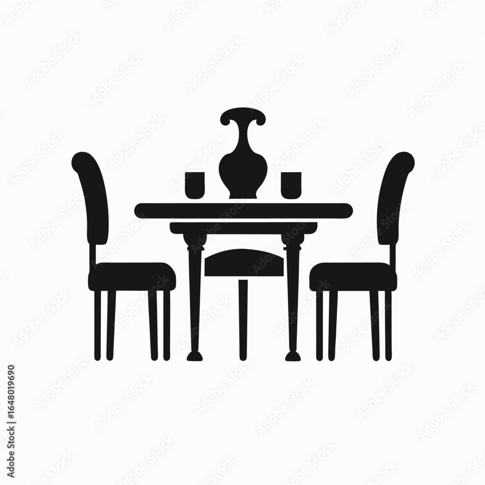 Simple dining table silhouette icon for design projects Simple dining table silhouette icon for design projects