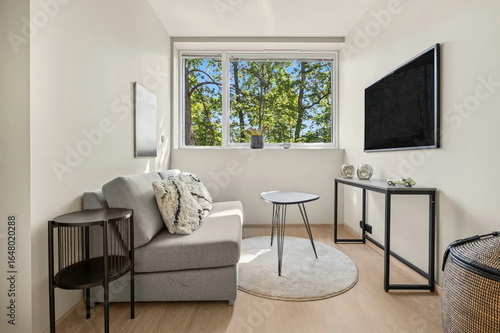 Modern luxury apartment interior in minimal scandinavian style  3d rendering