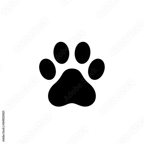 Black paw print vector illustration for animal lovers and pet care designs and graphic projects needs