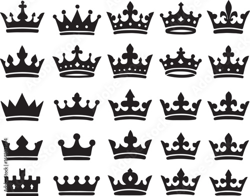 Royal crowns collection black silhouettes regal monarchy