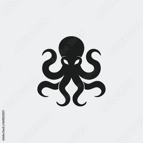 Minimalist Silhouette of an Octopus A Simple and Elegant Design for Various Applications