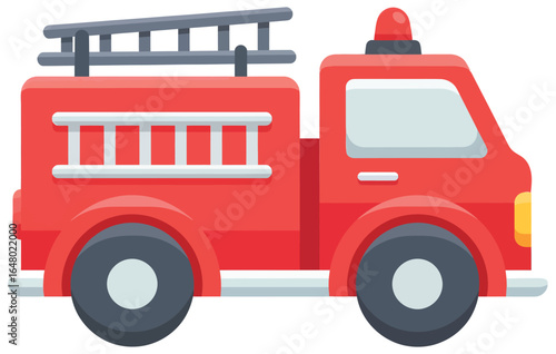 fire truck vector illustration of a modern emergency rescue vehicle with ladder and siren light in flat style created for firefighting safety and emergency response themed creative design projects