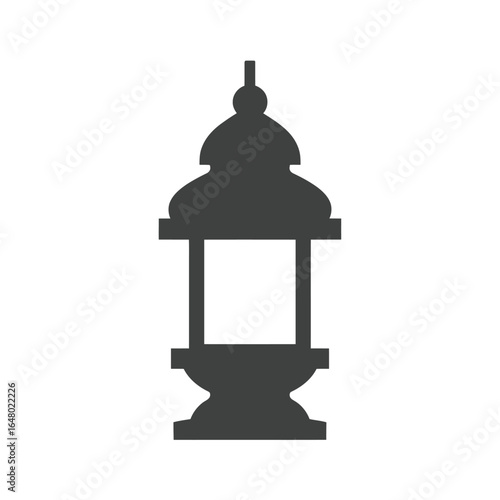 Elegant dark silhouette of a classic decorative lantern icon. This versatile graphic symbol represents traditional illumination and cultural design elements, ideal for diverse projects.