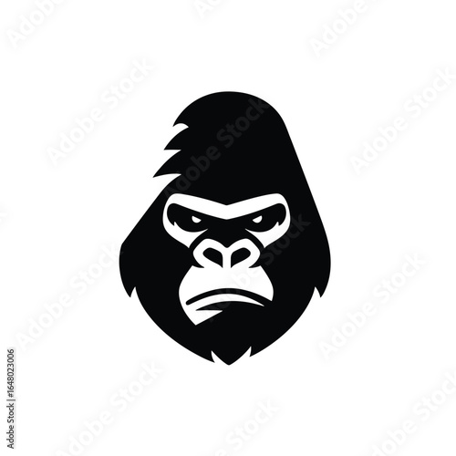Bold Gorilla Silhouette Powerful Ape with Intense Gaze Vector Art